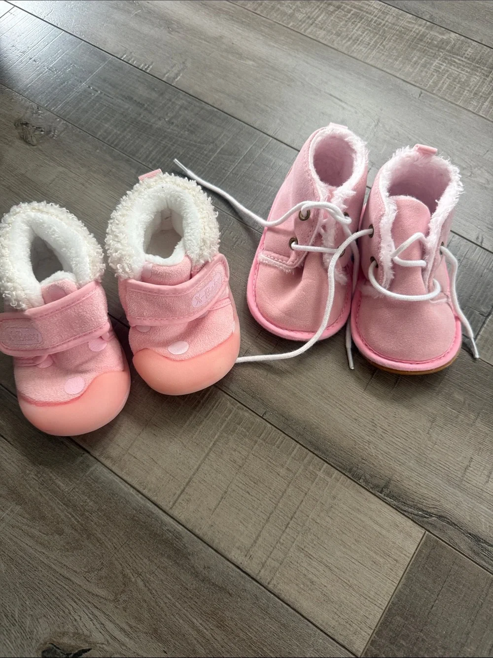 Pink Fleece-Lined Baby Boots - Soft Winter Shoe
